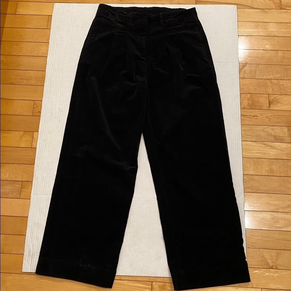 TRISTAN  Black Velvet High Waisted Baggy Pants with Elastic Waist